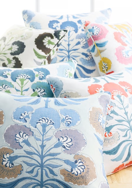 Tybee Tree Pillow Cover in Blue/Blue, Thibaut Pillows