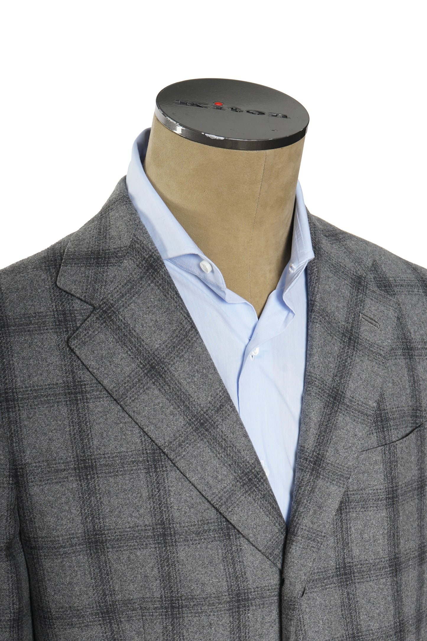 Kiton Windowpane Wool Button Down Overcoat