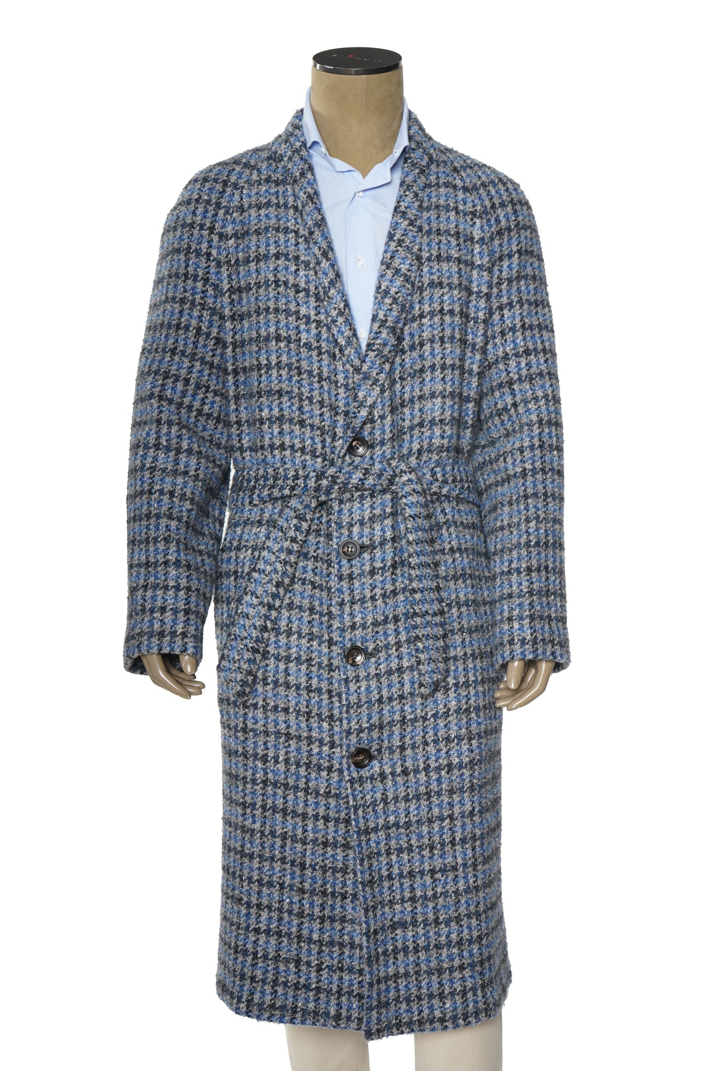 Kiton Woven Virgin Wool Button Down Overcoat