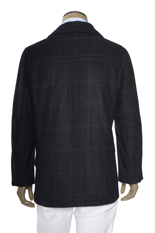 Kiton Windowpane Double Breasted Cashmere-Silk Jacket