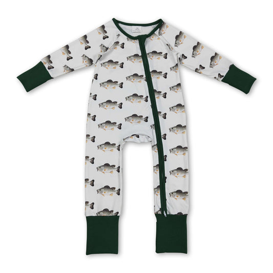 Long sleeves fish baby boy zipper romper