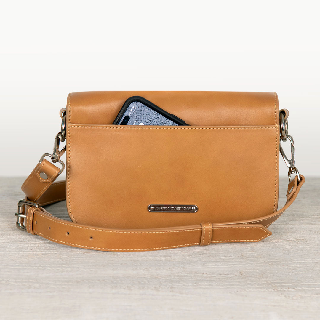 Lana - Horse Bit Crossbody Luxury Leather Bag in Caramel