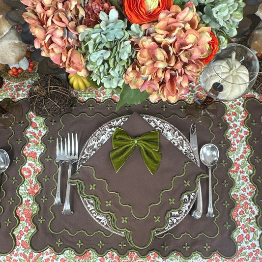 The Georgina Placemat - Cocoa and Sage (Set of 4)