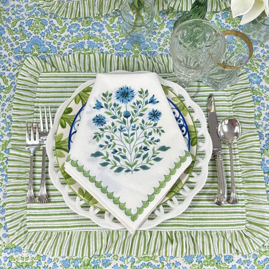 The Motif Flower Napkin - Blue (Set of 4)