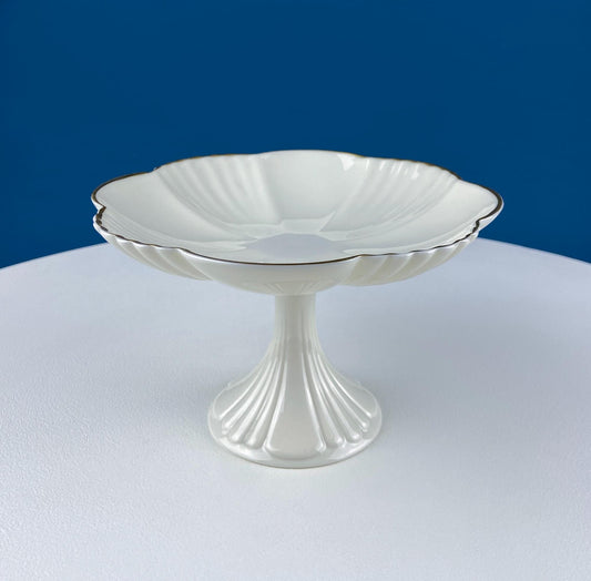 Lenox Classic Compote. Cream Colored Porcelain, Footed Fruit Stand or Serving Dish. Made in the USA. Dining Room Decor. Gift for Him or Her.