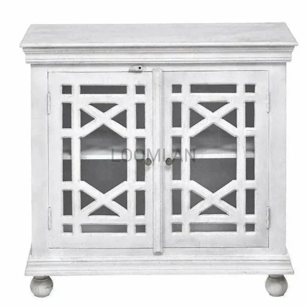 Lidia Wood White Accent Cabinet