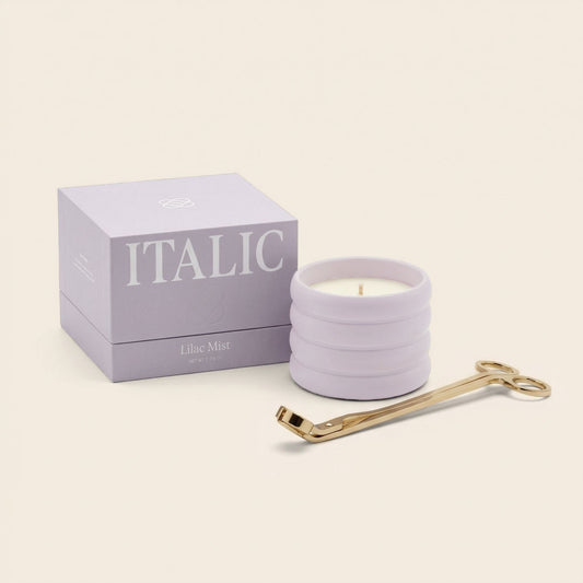 Soy Wax Ceramic Candle & Wick Trimmer Set