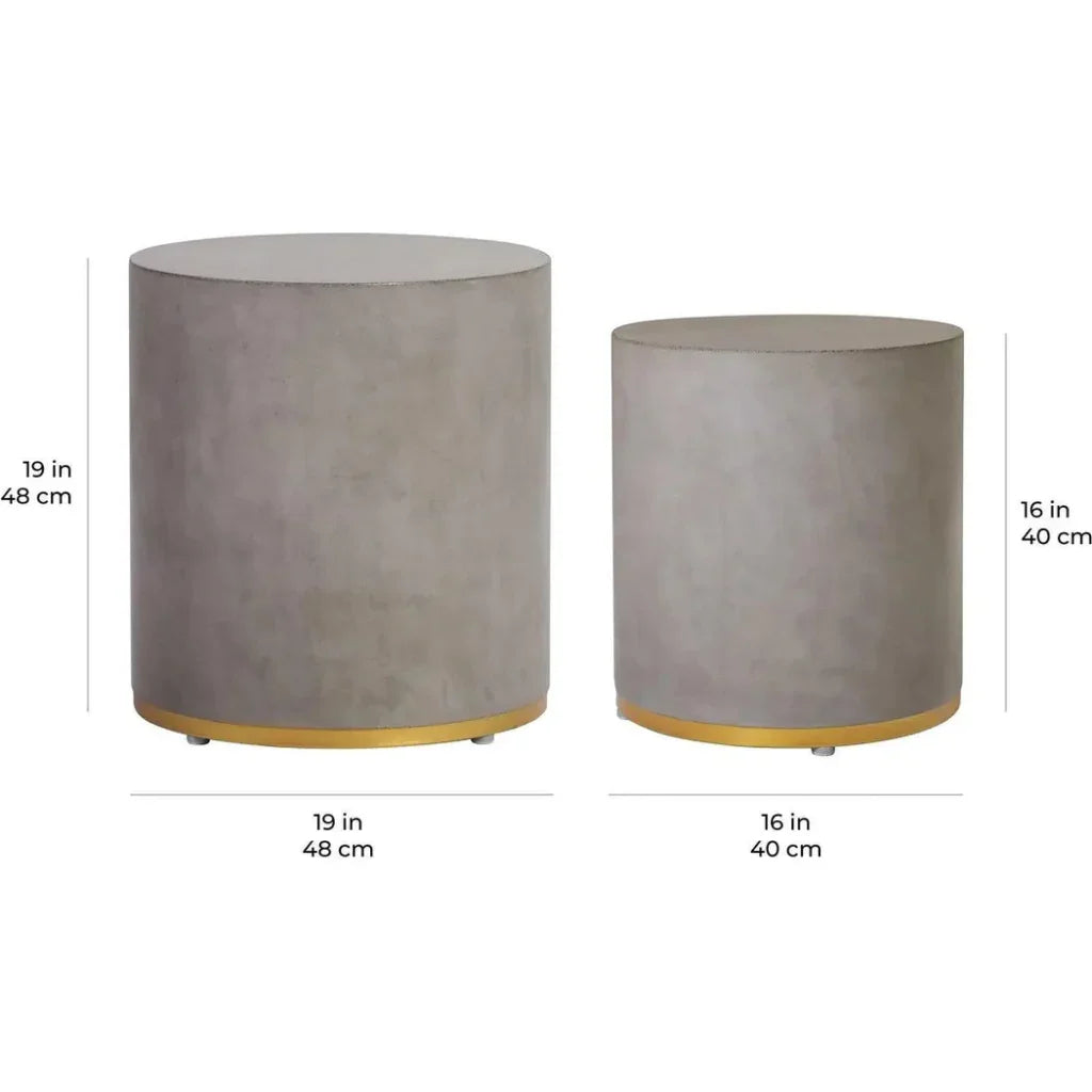 Linea Ring Accent Table Set – Gold Outdoor End Tables