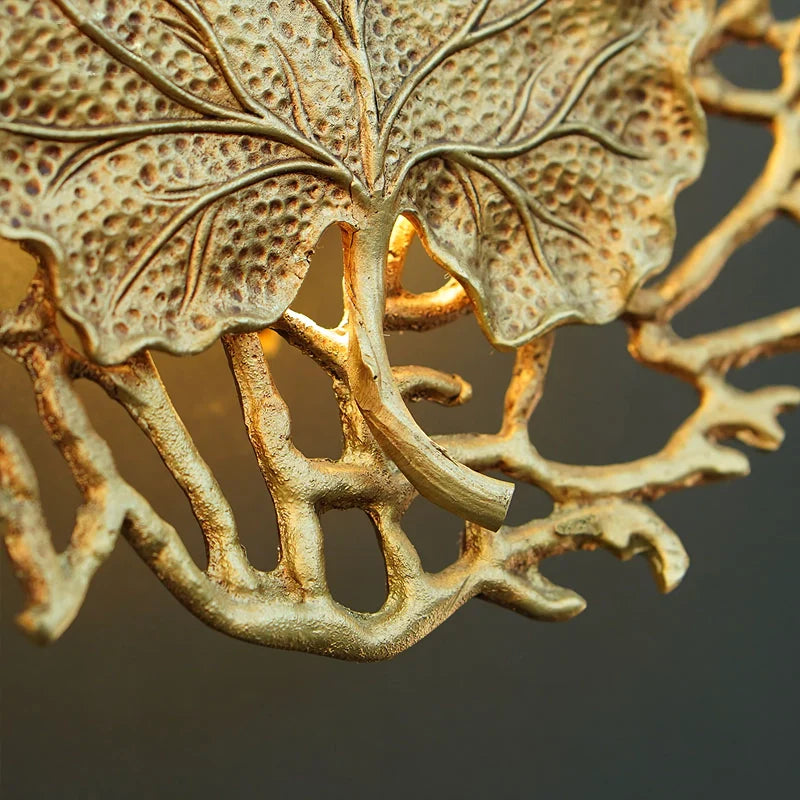 Leaf-Shaped Brass Biophilic Wall Lamp