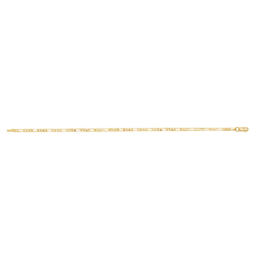 14K Solid Gold Figaro Link Chain Bracelet for Men | 3+1 Links | 2.5 and 4mm Width | 8.25" Length | Made in Italy