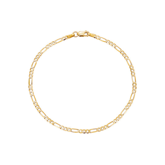 14K Solid Gold Figaro Link Chain Bracelet for Men | 3+1 Links | 2.5 and 4mm Width | 8.25" Length | Made in Italy