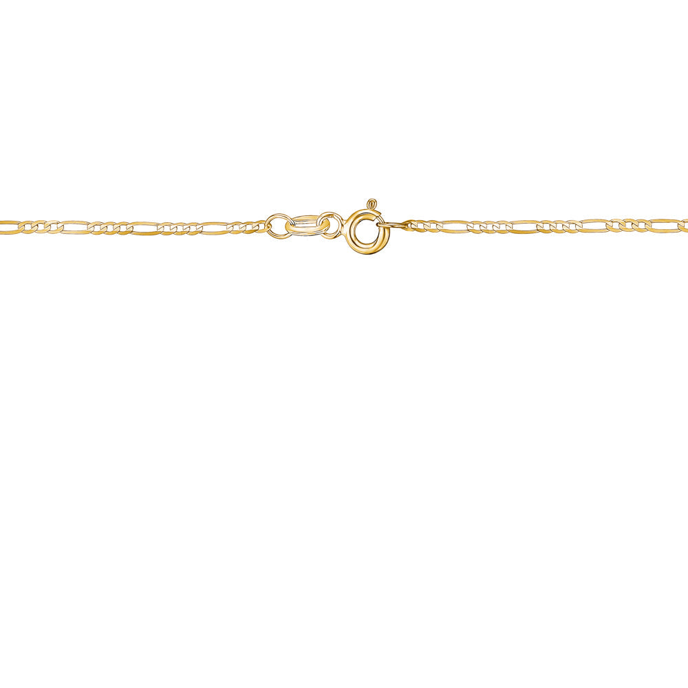 14K Solid Yellow Gold Figaro Link Chain 3+1 Necklace for Women and Girls Made in Italy - Width 1.5mm