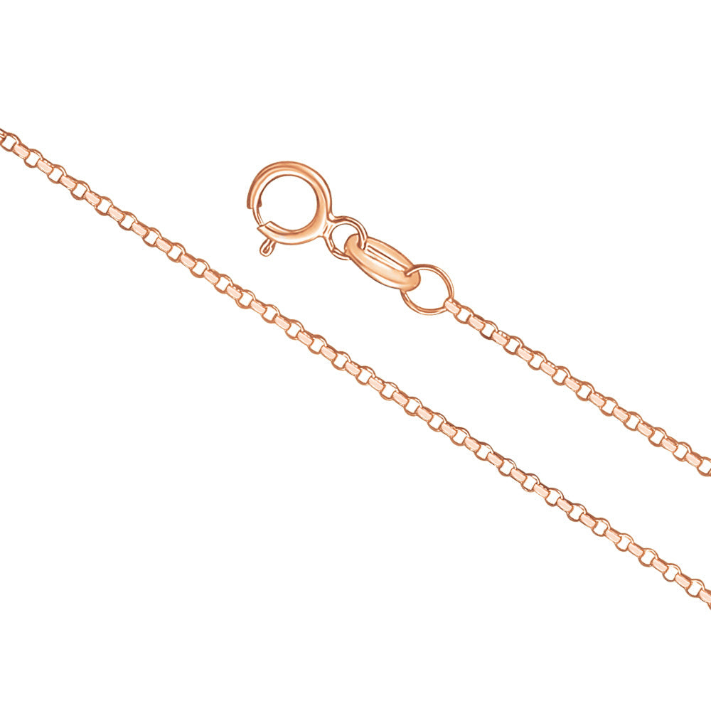 14K Solid Yellow White or Rose Gold Rolo Link Chain Necklace Diamond Cut for Women and Girls Made in Italy - Width 1mm Length 16"