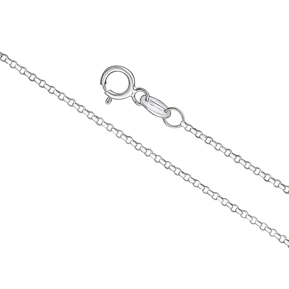 14K Solid Yellow White or Rose Gold Rolo Link Chain Necklace Diamond Cut for Women and Girls Made in Italy - Width 1mm Length 16"