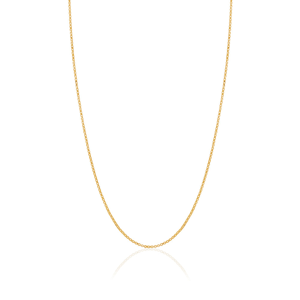 14K Solid Yellow White or Rose Gold Rolo Link Chain Necklace Diamond Cut for Women and Girls Made in Italy - Width 1mm Length 16"