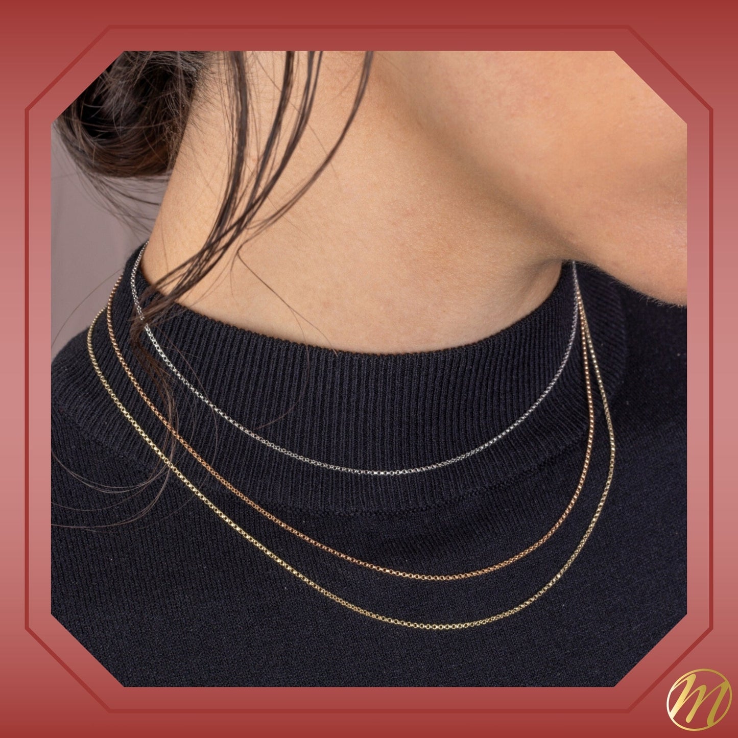 14K Solid Yellow White or Rose Gold Rolo Link Chain Necklace Diamond Cut for Women and Girls Made in Italy - Width 1mm Length 16"