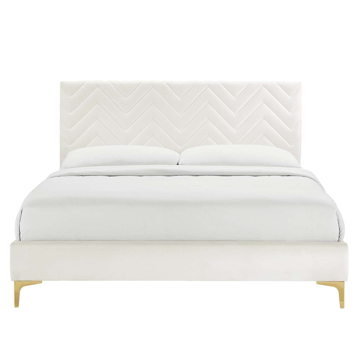 Leah Chevron Tufted Performance Velvet Twin Platform Bed by Modway