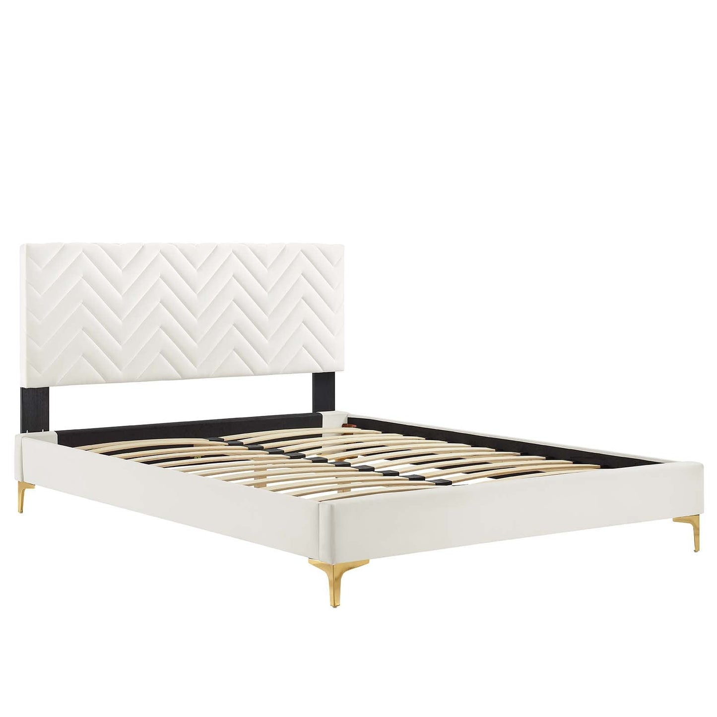 Leah Chevron Tufted Performance Velvet Twin Platform Bed by Modway