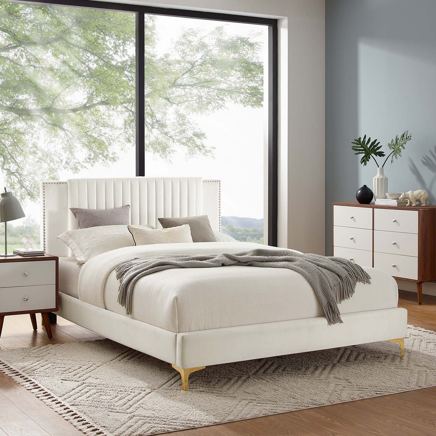 Zahra Channel Tufted Performance Velvet Twin Platform Bed by Modway