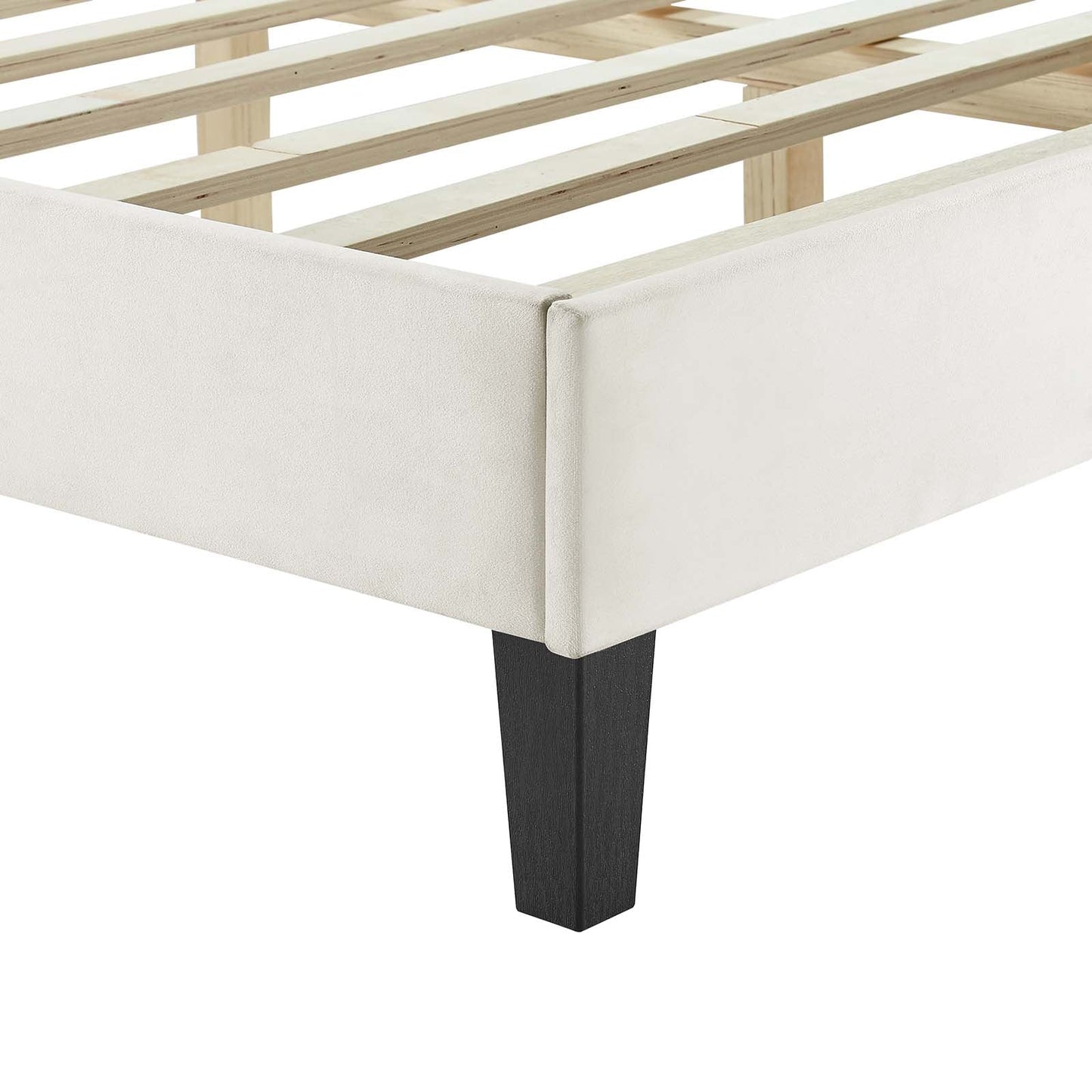 Zahra Tapered Wood Leg Channel Tufted Performance Velvet Twin Platform Bed by Modway