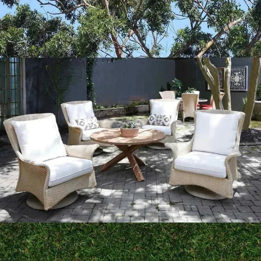 Mandalay Swivel Rocker Wicker Upholstered Outdoor Club Lounge Chair