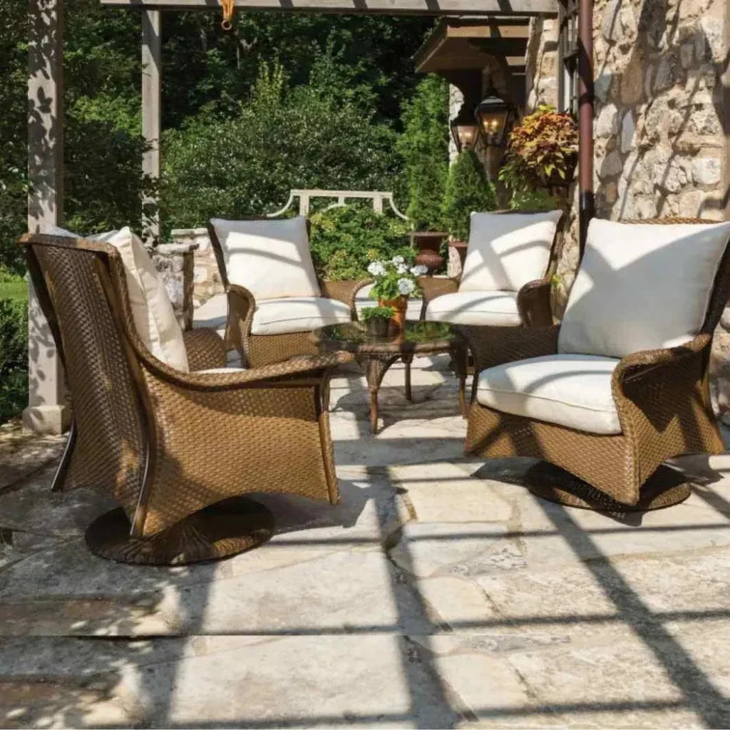 Mandalay Swivel Rocker Wicker Upholstered Outdoor Club Lounge Chair