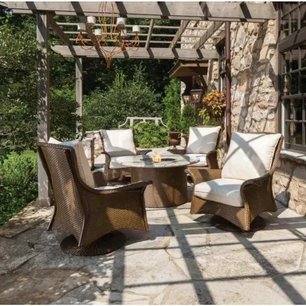 Mandalay Swivel Rocker Wicker Upholstered Outdoor Club Lounge Chair