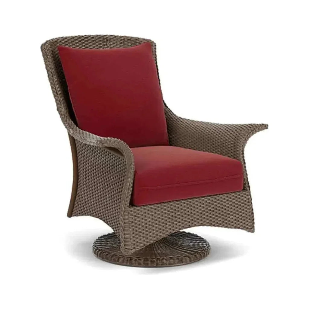 Mandalay Swivel Rocker Wicker Upholstered Outdoor Club Lounge Chair