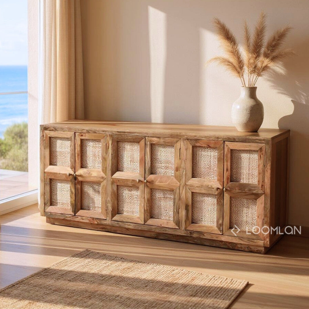 Marentha Six Doors Natural Wood Sideboard