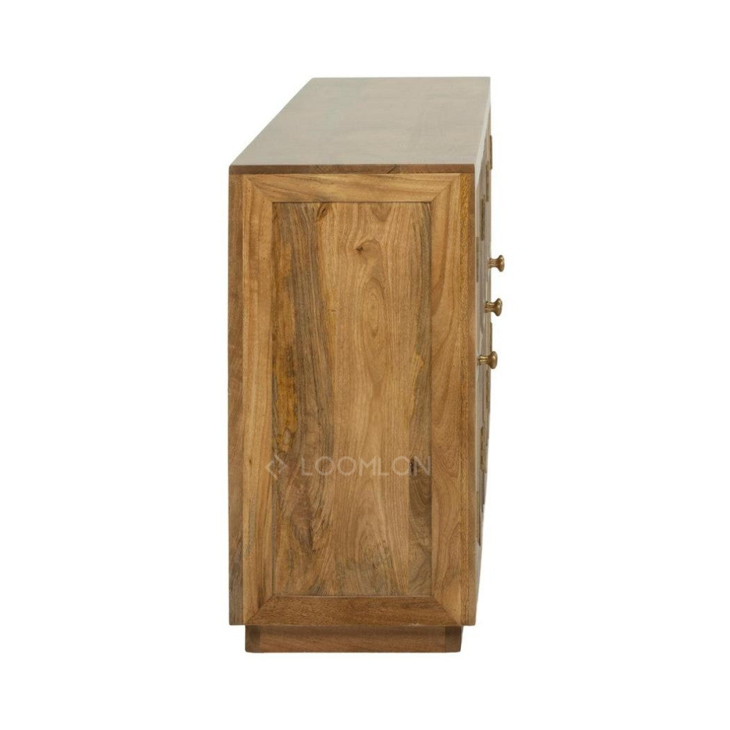 Marentha Six Doors Natural Wood Sideboard