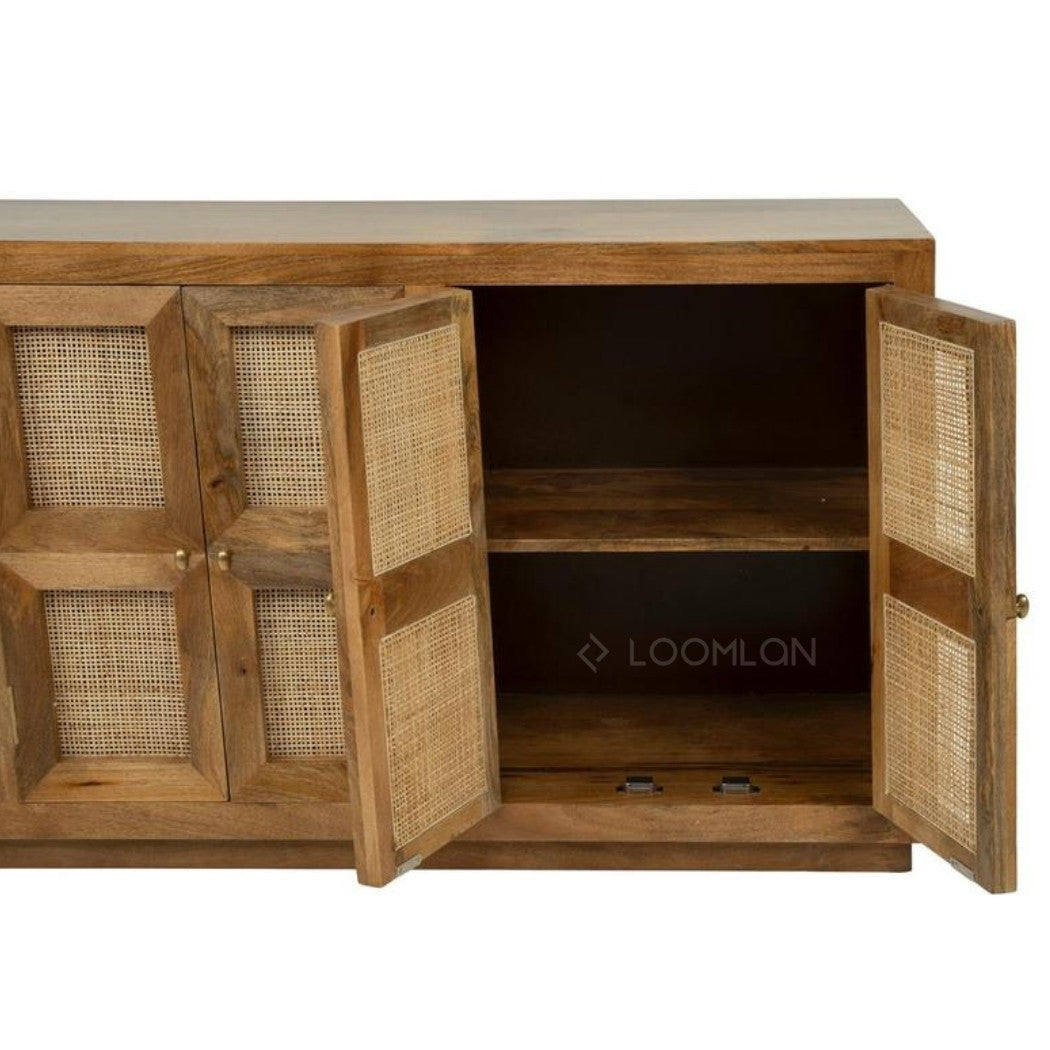 Marentha Six Doors Natural Wood Sideboard
