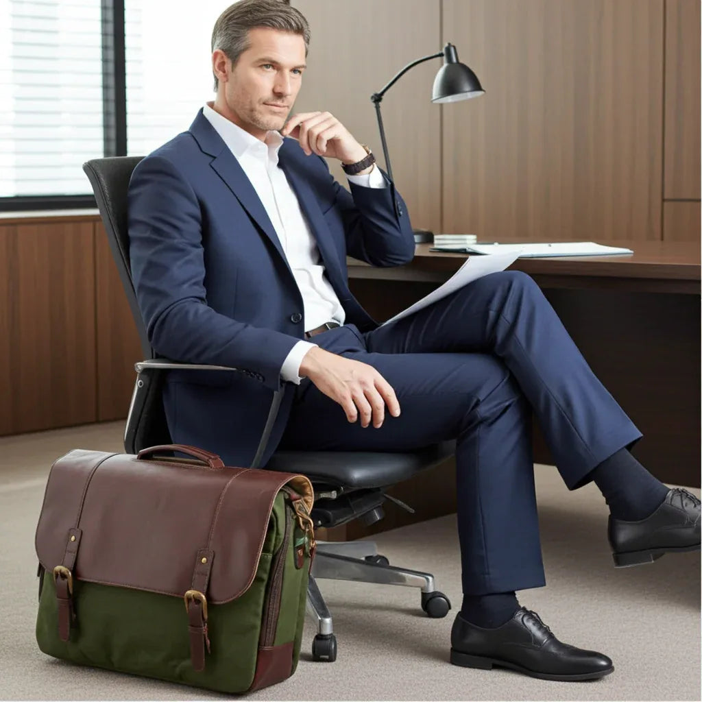 Maxwell Waxed Canvas Messenger Bag - 16'' Laptop - Structured