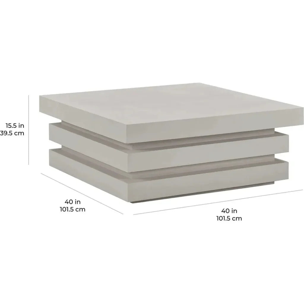 Meditation Square White Outdoor Coffee Table