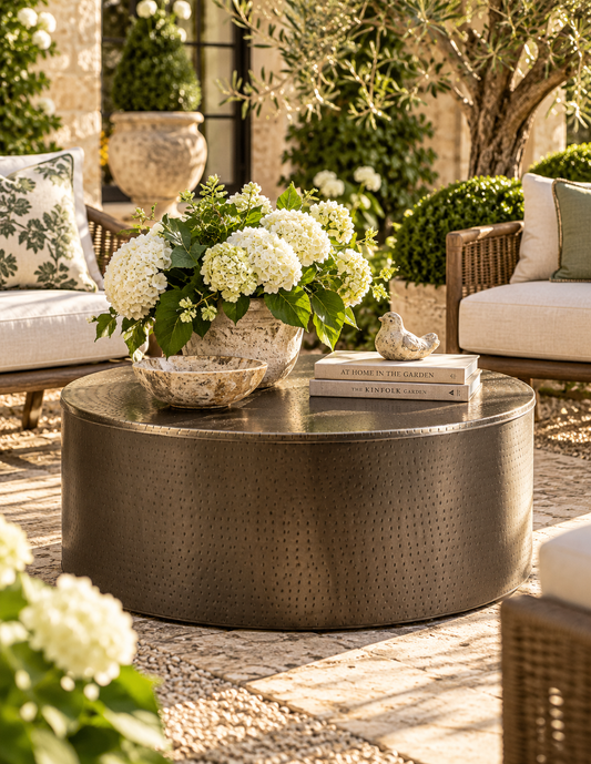The Alevi Hammered Iron Drum Coffee Table