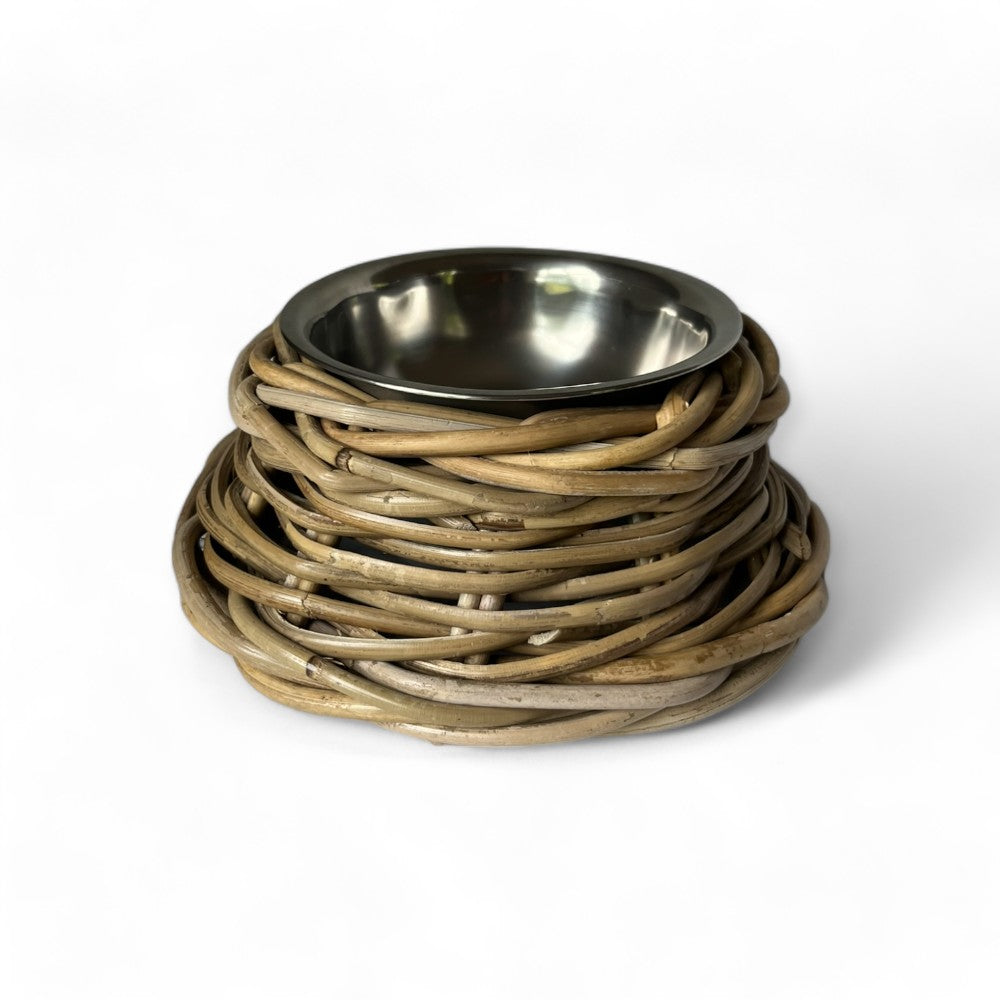Handwoven Rattan Pet Feeder