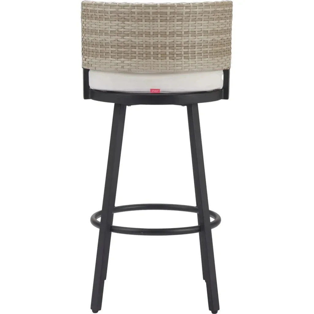 Midnight White Olefin Fabric Barstool