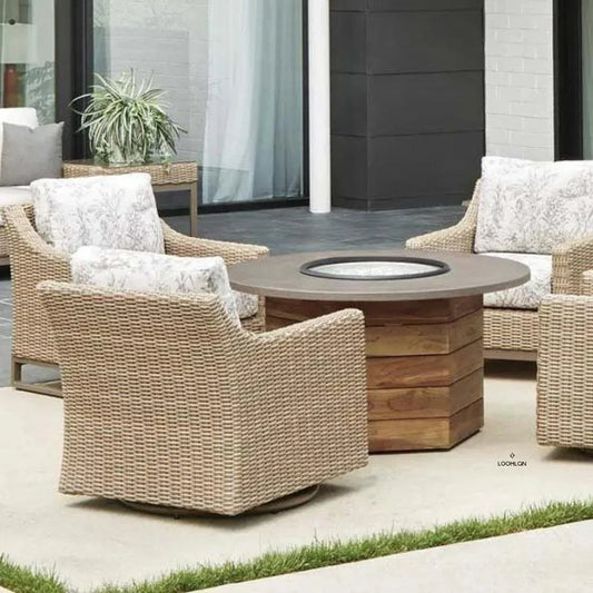 Milan Swivel Glider Wicker Upholstered Club Lounge Chair