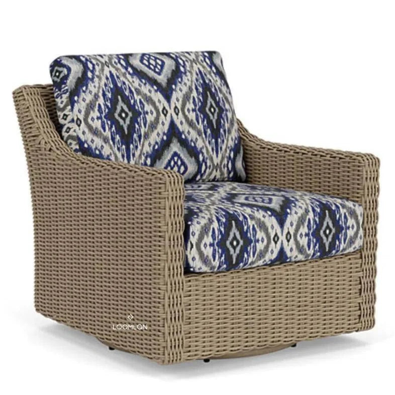 Milan Swivel Glider Wicker Upholstered Club Lounge Chair