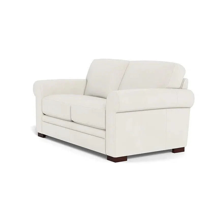 Mondern Leather Loveseat With Rolled Arms