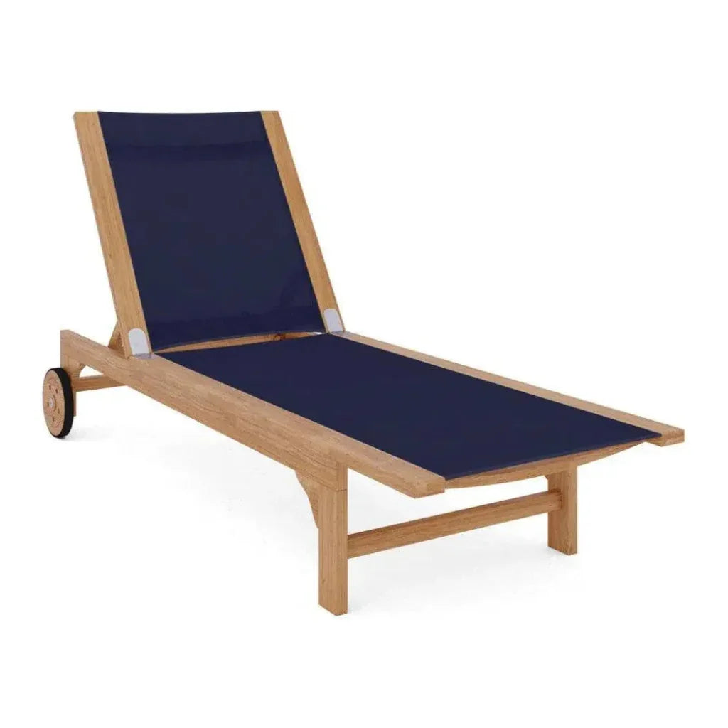 Montauk Teak Outdoor Reclining Sunlounger with Wheels
