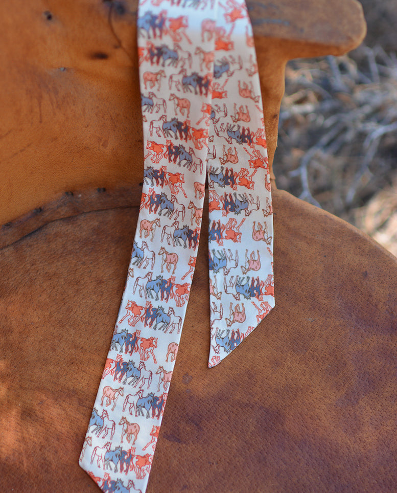 Mustang Meadows Silk Twilly Western Scarf