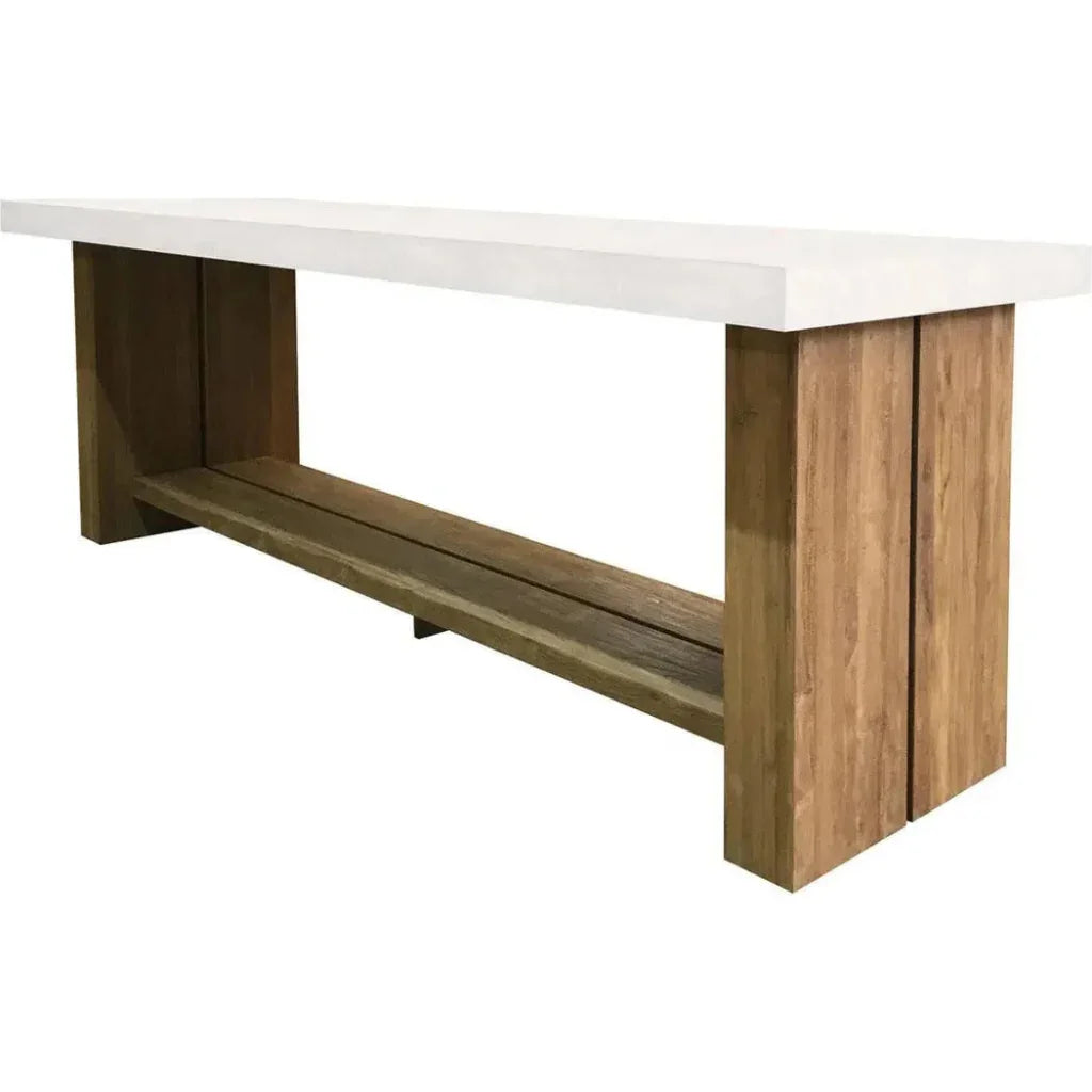 Mykonos Teak & Concrete White Outdoor Bar Table