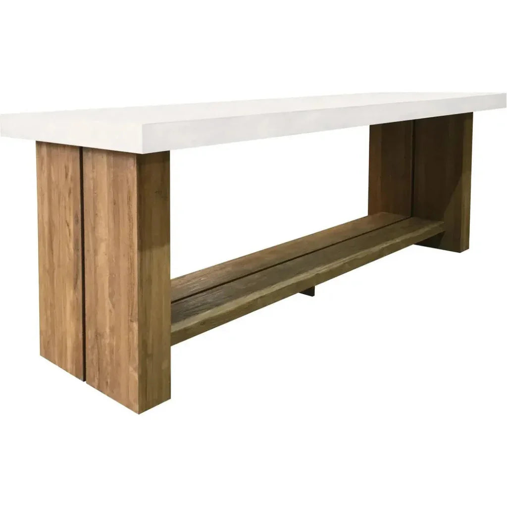 Mykonos Teak & Concrete White Outdoor Bar Table