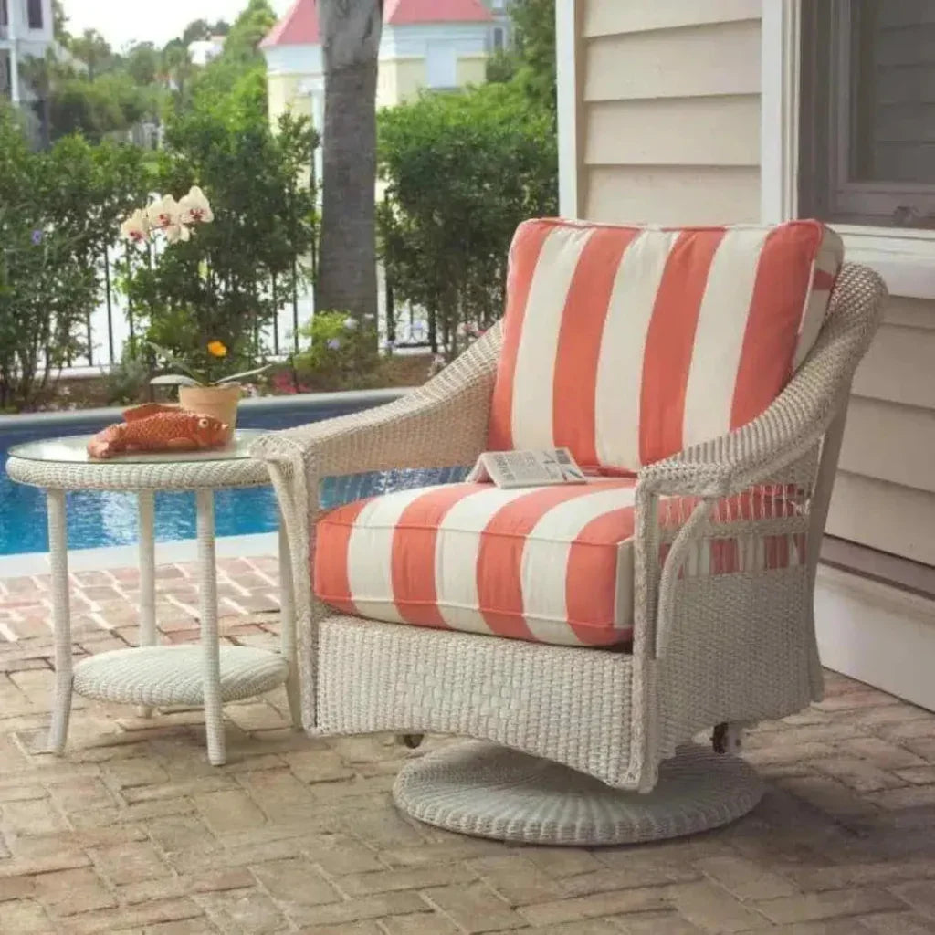 Nantucket Swivel Glider Upholstered Wicker Club Lounge Chair