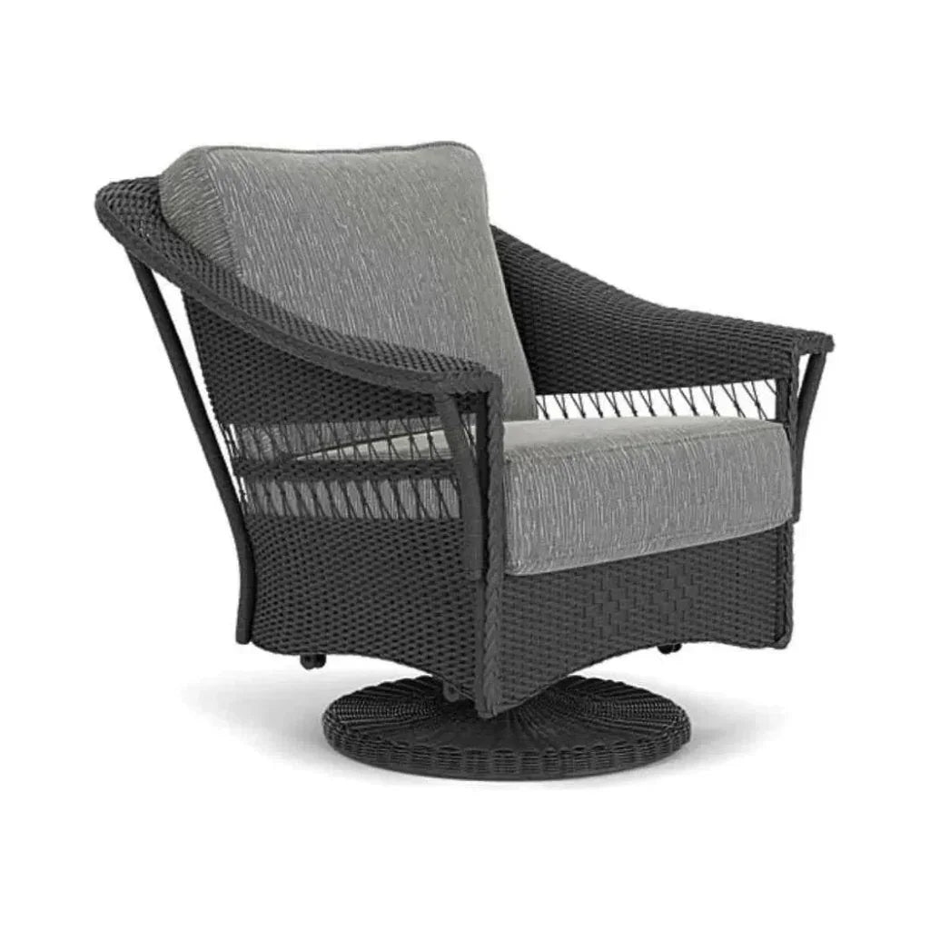 Nantucket Swivel Glider Upholstered Wicker Club Lounge Chair