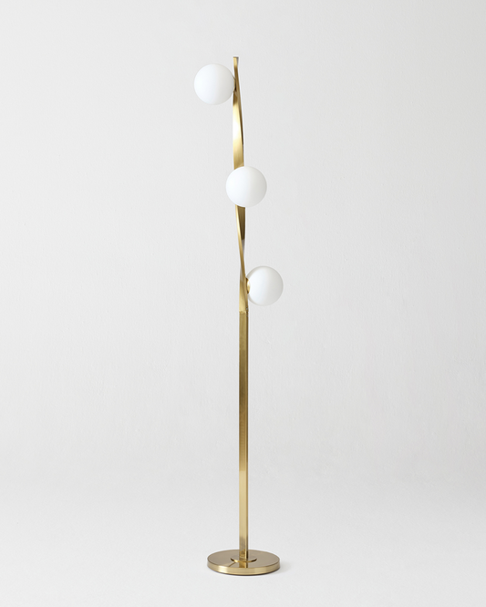 The Nola 3-Bulb Brass Curved Floor Lamp