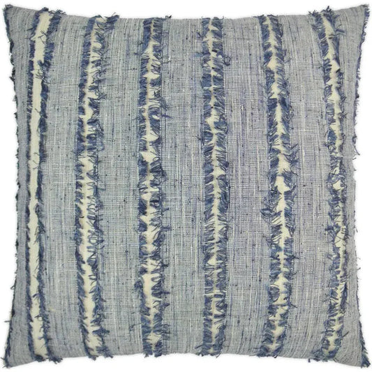 On The Fringe Stripes Slate Blue Large Throw Pillow