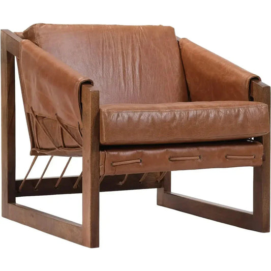 Orlitha Leather Brown Armchair