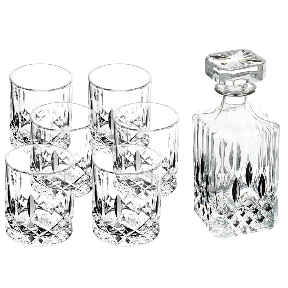 The Mariner's Reserve Crystal Decanter & Double Old Fashioned Glass Set