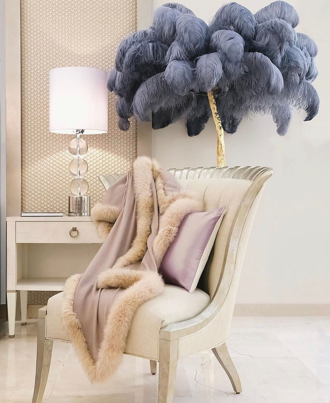 Luxury Ostrich Feather Floor Lamp